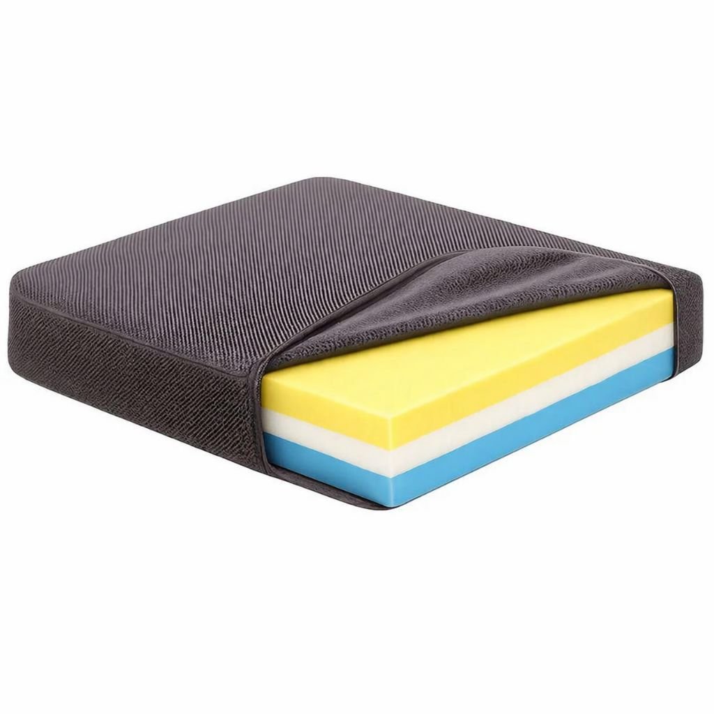 MEYRA Kørestolspude med betræk | Trykaflastende 3 - lagsskum | 45 x 43 x 8