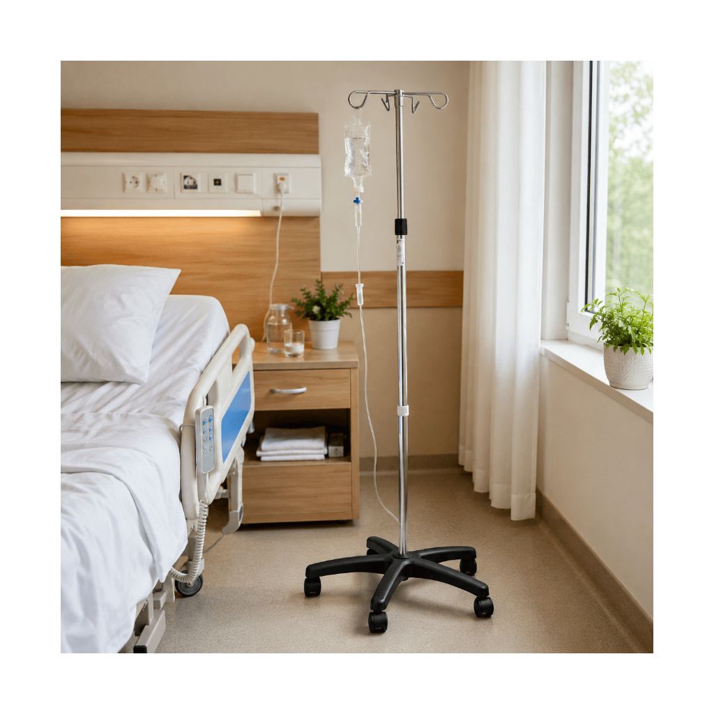 STAND TIM | Mobiler Infusionsständer auf Rollen | Höhenverstellbar