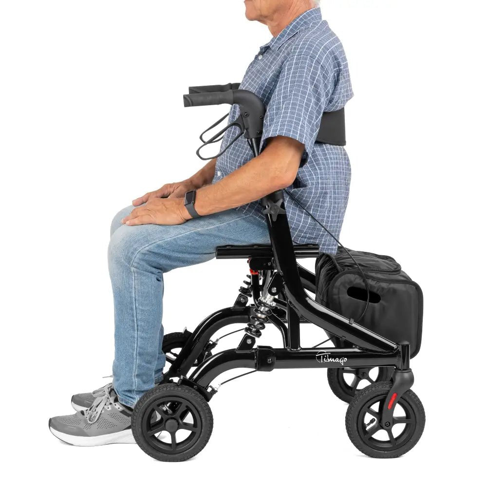 JOHNNIE Leichtgewicht-Rollator mit Luftreifen und Stoßdämpfern