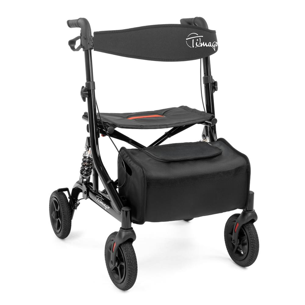 JOHNNIE Leichtgewicht-Rollator mit Luftreifen und Stoßdämpfern