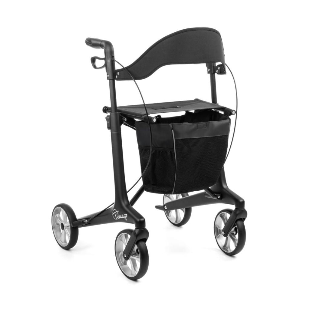 FUTURO BLACK | Kulfiberrollator 5,3 kg | Bløde hjul