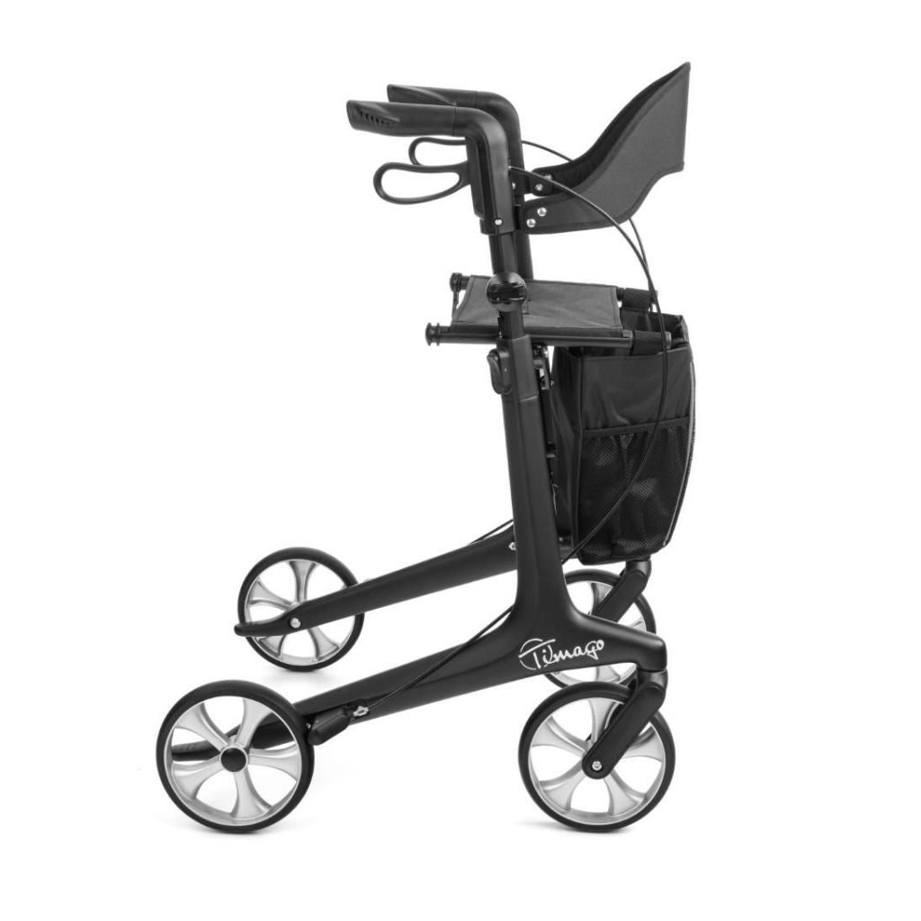 FUTURO BLACK | Kulfiberrollator 5,3 kg | Bløde hjul
